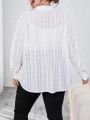 SHEIN Essnce Plus Size Mesh Knit Drop Shoulder Casual Shirt