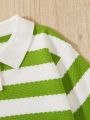 Boys' Casual Striped Contrast Color V-neck Sweater With College Style, Fall/winter