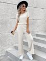 SHEIN LUNE Solid Color Batwing Sleeve Jumpsuit