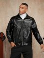 SHEIN Men Zip Up PU Leather Jacket