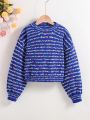 SHEIN Kids EVRYDAY Girls' Round Neck Colored Dots Sweater For Autumn And Winter