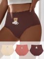 SHEIN 3pcs/Set Cartoon Print Triangle Panties With Scalloped Trim