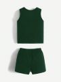 SHEIN Infant Letter Print Vest And Shorts Set