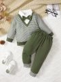 Baby Boys'/girls' Faux Two-piece Striped T-shirt And Jogger Pants Set