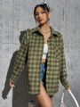 Women's Drop-shoulder Plaid Shirt