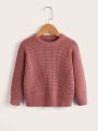 Young Girl Solid Drop Shoulder Sweater