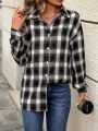 Loose Plaid Shirt With Dropped Shoulder