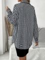 SHEIN Frenchy Drop Shoulder Gingham Shirt And Tank Top Dress Set