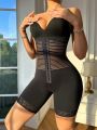 Lace Patchwork High Waisted Mid-length Shapewear Shorts