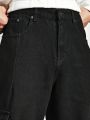 Manfinity Men Letter Patched Detail Flap Pocket Side Cargo Pants