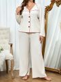 Plus Contrast Binding Button Front PJ Set