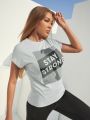 SHEIN Street Sport Absorbs Sweat Letter Graphic Sports Tee