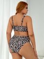 SHEIN Swim SXY Plus Size Women's One-Piece Swimsuit With Spots Print And Hollow Out Design