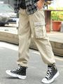 Manfinity Hypemode Men's Loose Cargo Pants With Pockets And Elasticized Cuffs