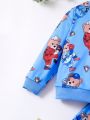 SHEIN Kids EVRYDAY Toddler Boys' Cartoon Printed Sweatshirt And Sweatpants Set