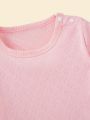 SHEIN Baby Girl's Spring/Summer Elegant, Romantic, Cute, Casual Knitwear Top In Pink Color Suitable For Parties, Holidays, And Festivals