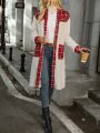 Plaid Panel Button Front Dual Pocket Teddy Coat