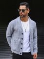 Manfinity Homme Men Cable Knit Button Front Cardigan