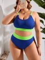 SHEIN Swim Vcay Plus Size Colorblock Swimsuit Set