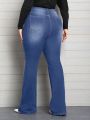 Plus Size Bodycon Elegant Slim Fit Denim Flared Pants