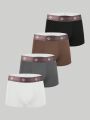 Men's 4 Pack Comfortable Flat Angle Boxer Briefs With Letter-woven Waistband