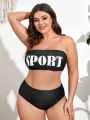 SHEIN Swim SPRTY Plus Size Vest Style Bikini 4pcs Separated Swimsuit