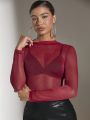 SHEIN BAE Women's Sheer Mesh Top