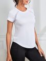 SHEIN Mesh Splice Raglan Sleeve Sports T-Shirt