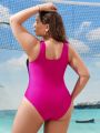 SHEIN Swim SPRTY Plus Size Patchwork One Piece Swimsuit