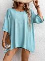 Plus Size Solid Color Casual T-Shirt