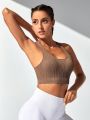 Yoga Basic Women's Seamless Khaki Sports Bra