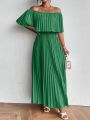 SHEIN Frenchy Pleated Solid Color Dress