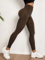 Yoga Leggings Seamless High Stretch Tummy Control Training Tights With Wide Waistband