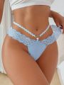 Contrast Lace Cut Out Waist Thong