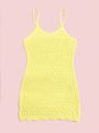 SHEIN Teen Girl Hollow Out Scallop Trim Cami Cover Up Dress