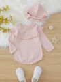 Baby Girl Ruffle Trim Knit Bodysuit & Hat