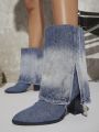 Fashionable Women'S Denim Ankle Boots And Short Boots