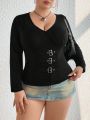 Women's Plus Size Metallic Buckle T-shirt