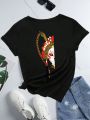 Plus Size Pattern Printed Short Sleeve T-shirt