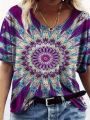 Plus Size Women's Fashion Printed Short Sleeve T-Shirt