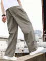 Men Slant Pocket Loose Fit Wide Leg Jeans