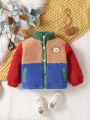 Baby Boys' Cartoon Bear Embroidered Color Block Jacket