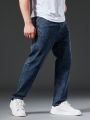 Men Plus Solid Straight Leg Jeans