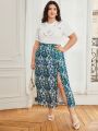 SHEIN Frenchy Plus Size Women'S Flower Print Skirt