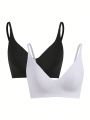 SHEIN Leisure 2pack Solid Wireless Bra