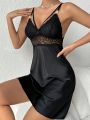 Women's Lace Joint Backless Hollow Out Strap Nightdress