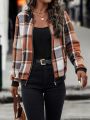 Plaid Zip Up Bomber Jacket