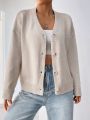 Drop Shoulder Lazy Cardigan With Open Front