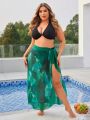 SHEIN Swim Vcay Plus Size Women's Printed Tie-Knot Side Cover Up Skirt