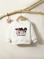 Baby Girl Figure & Letter Graphic Sweatshirt